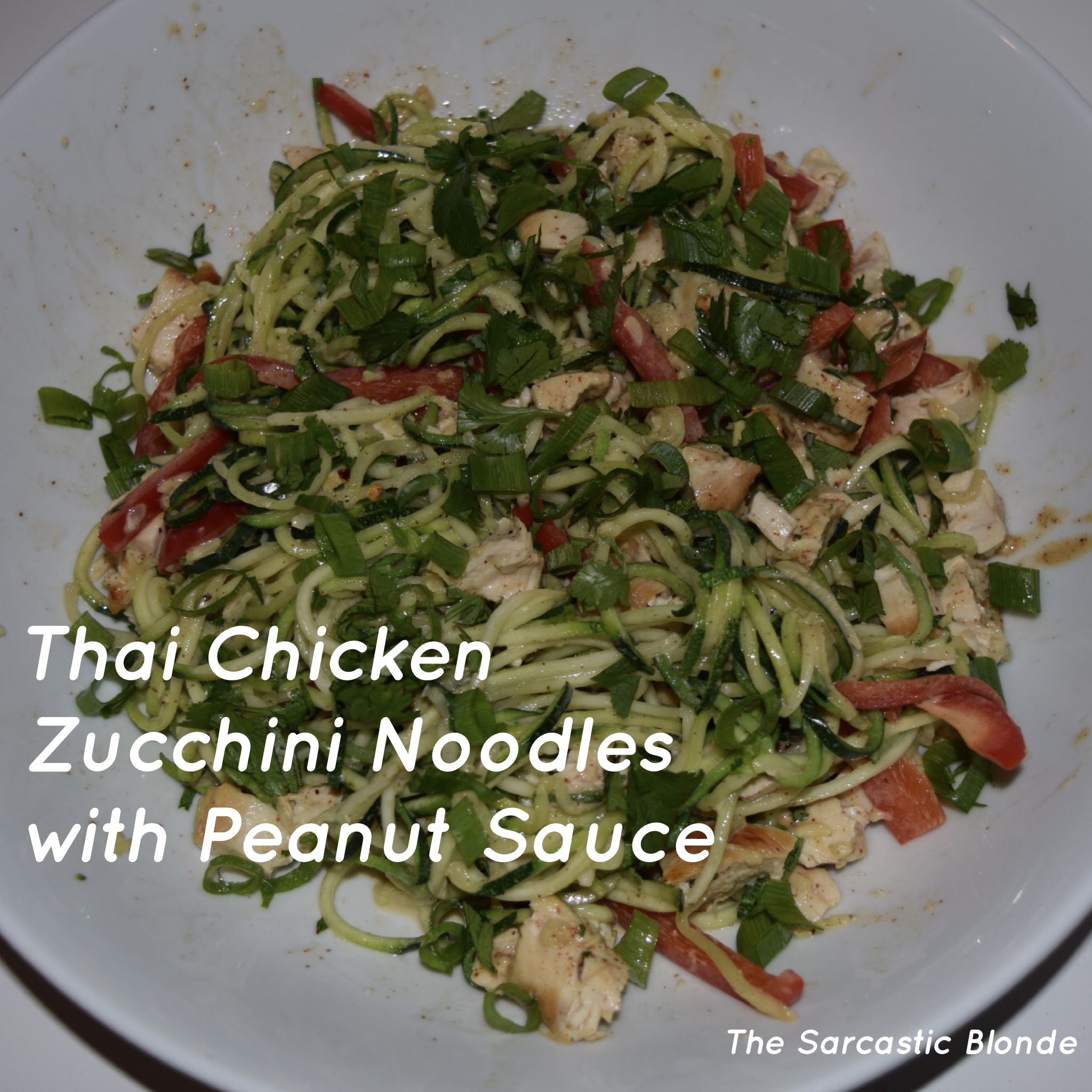 :: Thai Chicken Zucchini Noodles w. Peanut Sauce ::