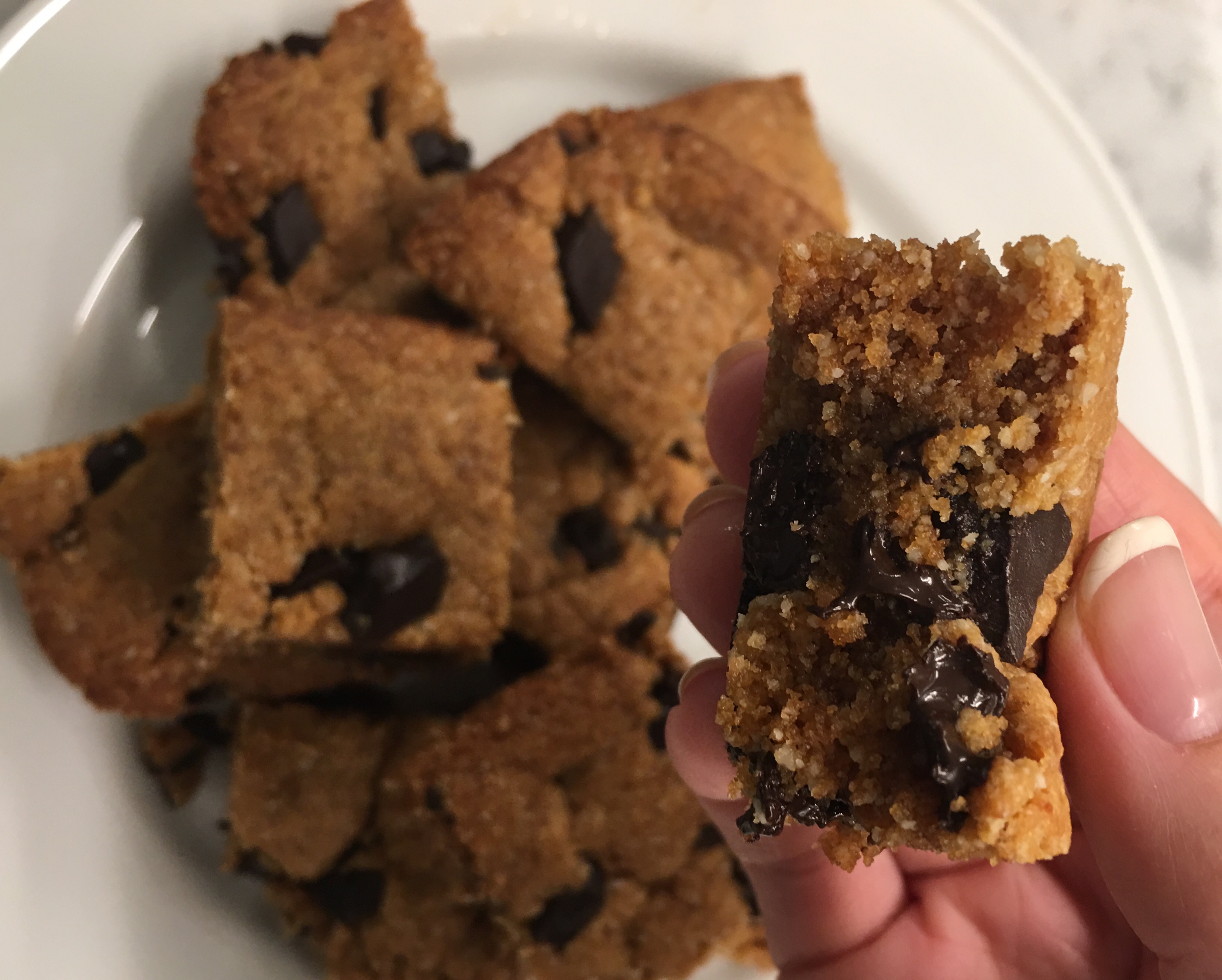 :: Guilt Free Peanut Butter Chocolate Chunk Blondies ::