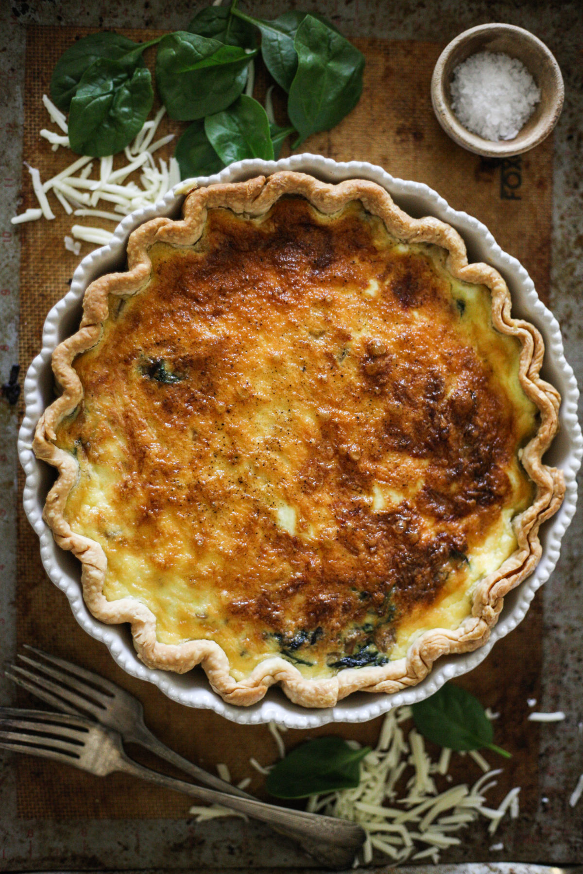 :: The Best Quiche Recipe : Spinach, Mushroom and Swiss Quiche ::