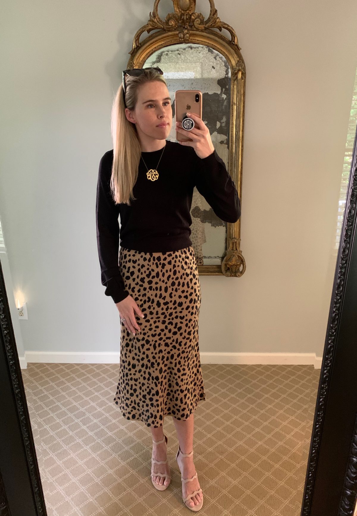 :: Leopard Midi Skirt + $12 Sweater ::